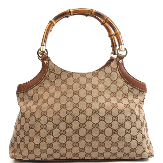 Gucci Tote Bamboo Shoulder in GG Supreme, GG Canvas — Front View