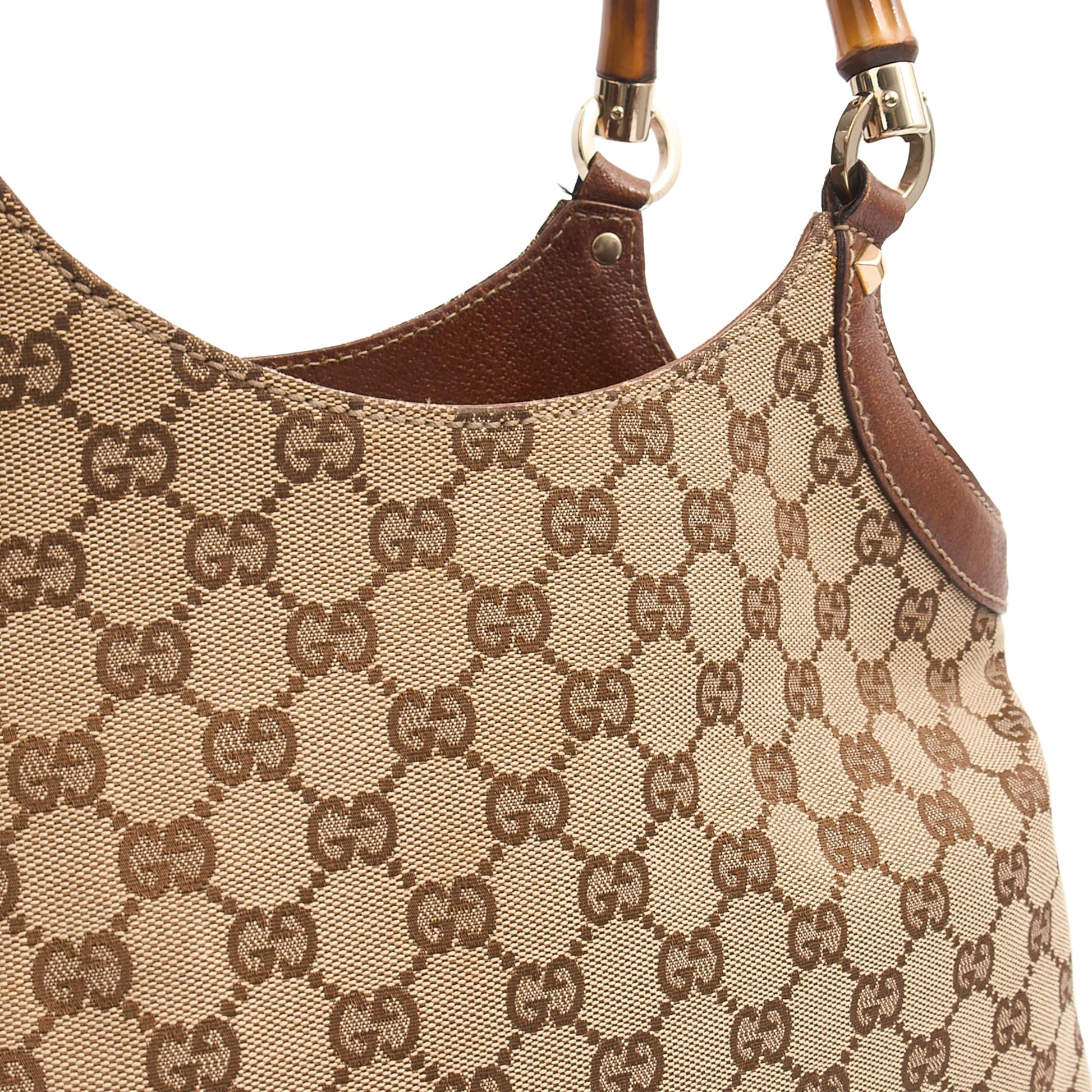 Gucci Tote Bamboo Shoulder in GG Supreme, GG Canvas — Lifestyle View