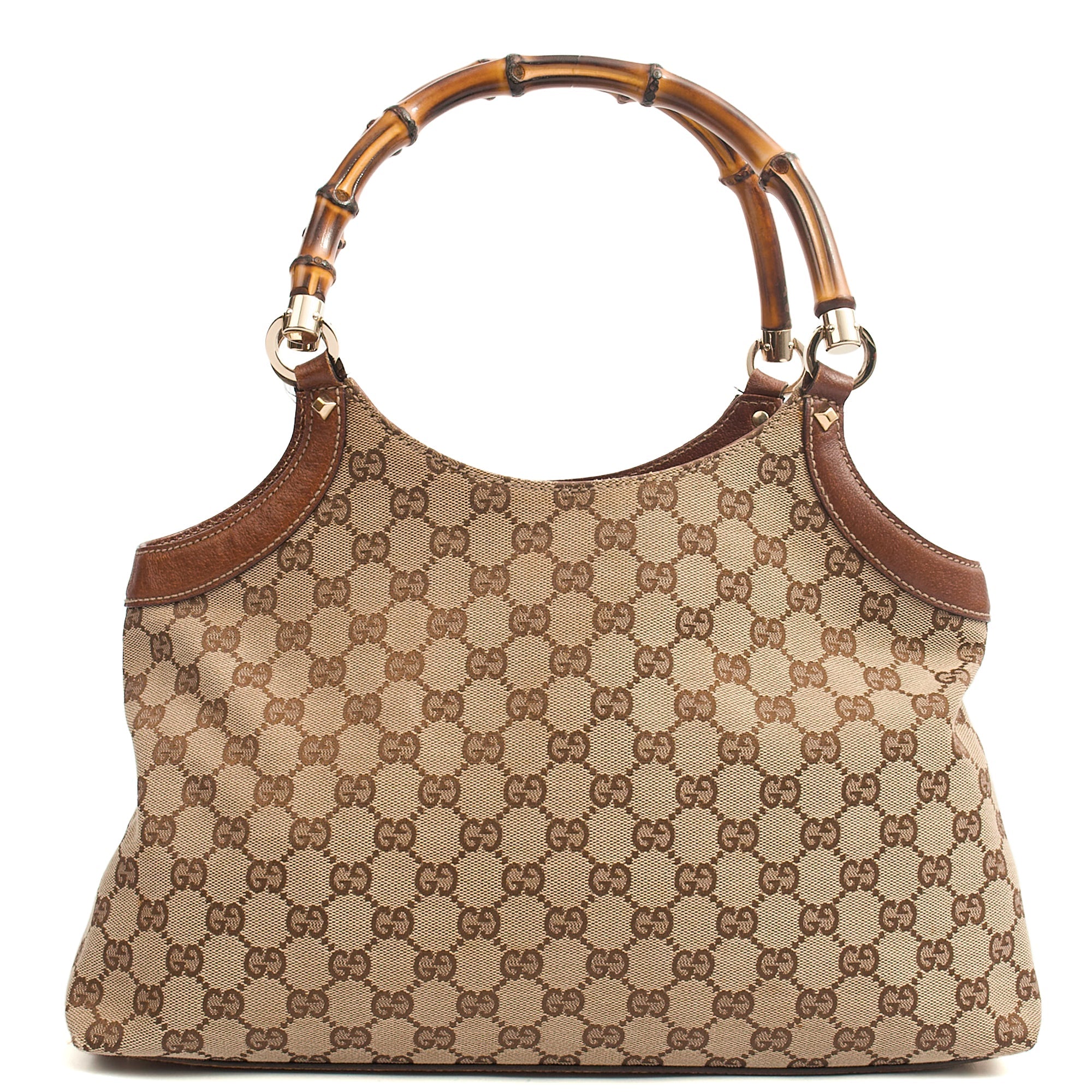 Gucci Tote Bamboo Shoulder in GG Supreme, GG Canvas — Back View