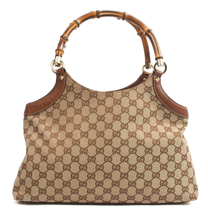 Gucci Tote Bamboo Shoulder in GG Supreme, GG Canvas — Back View