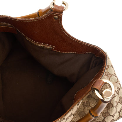 Gucci Tote Bamboo Shoulder in GG Supreme, GG Canvas — Detail View