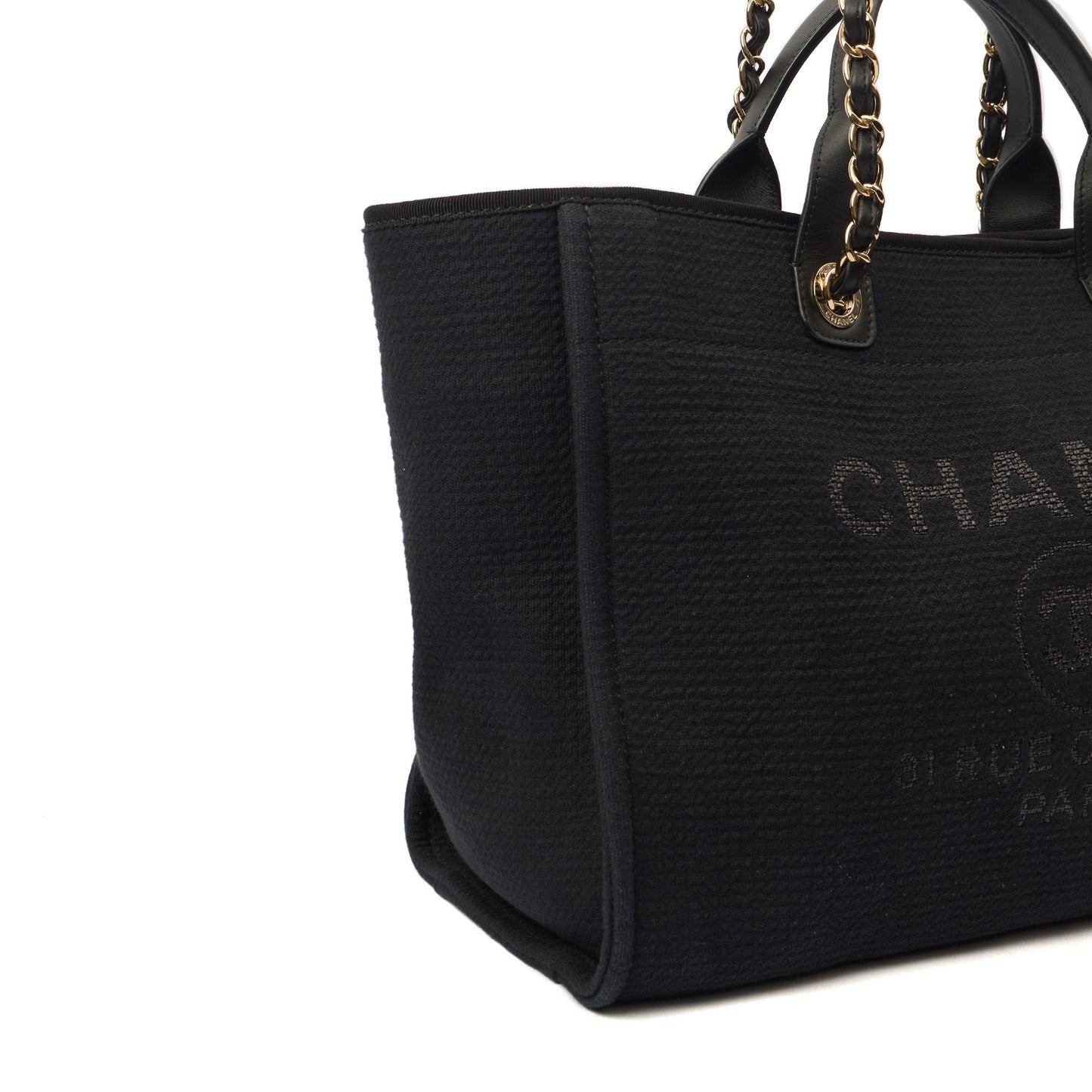 Chanel Tote Deauville Tote in Black, Canvas — Alternate View 8