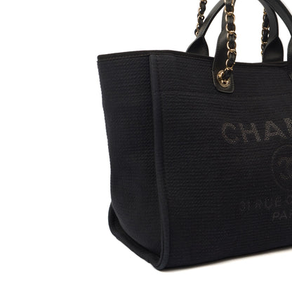 Chanel Tote Deauville Tote in Black, Canvas — Alternate View 8