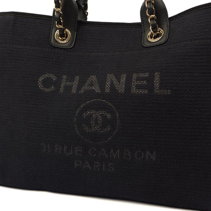 Chanel Tote Deauville Tote in Black, Canvas — Lifestyle View