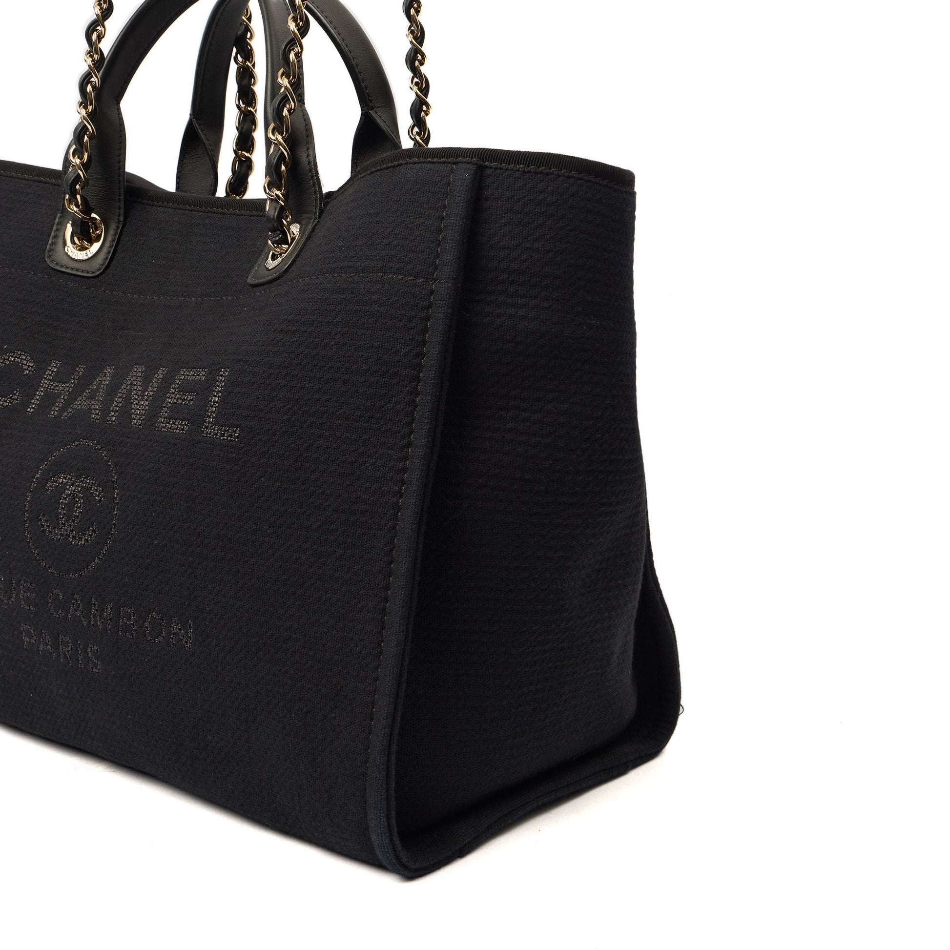 Chanel Tote Deauville Tote in Black, Canvas — Alternate View 7