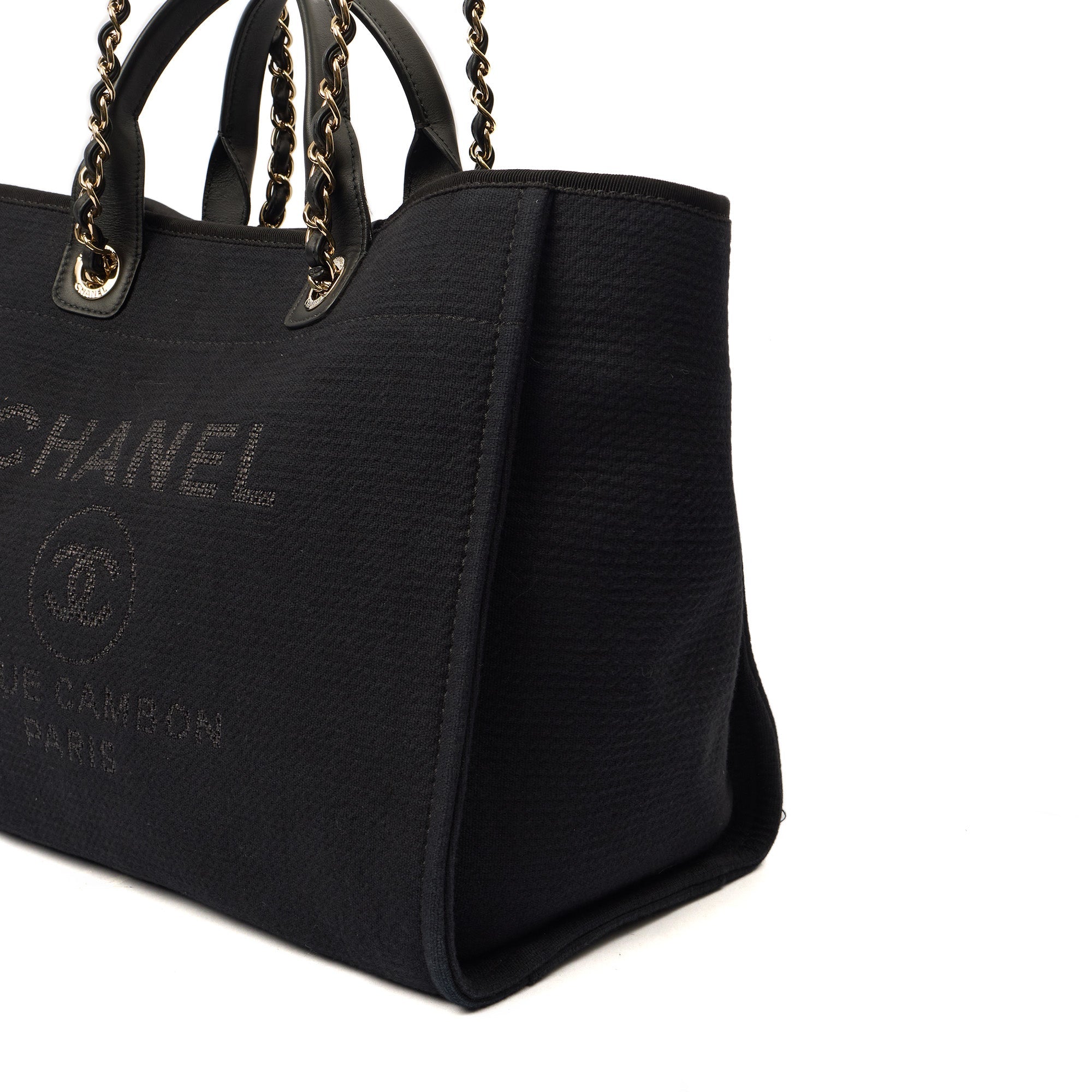 Chanel Tote Deauville Tote in Black, Canvas — Alternate View 7