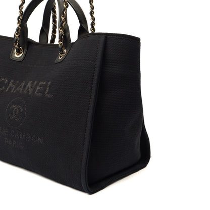 Chanel Tote Deauville Tote in Black, Canvas — Alternate View 7