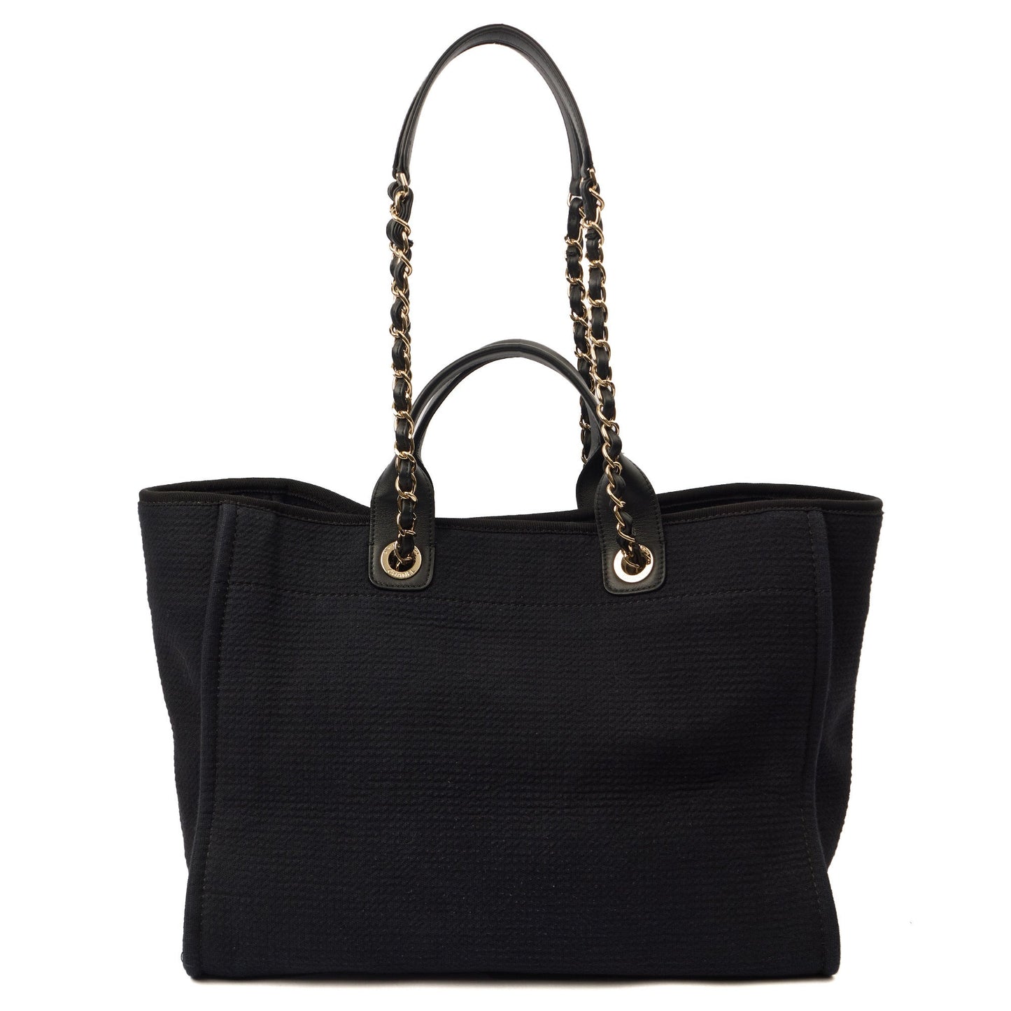 Chanel Tote Deauville Tote in Black, Canvas — Top View