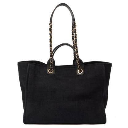 Chanel Tote Deauville Tote in Black, Canvas — Top View