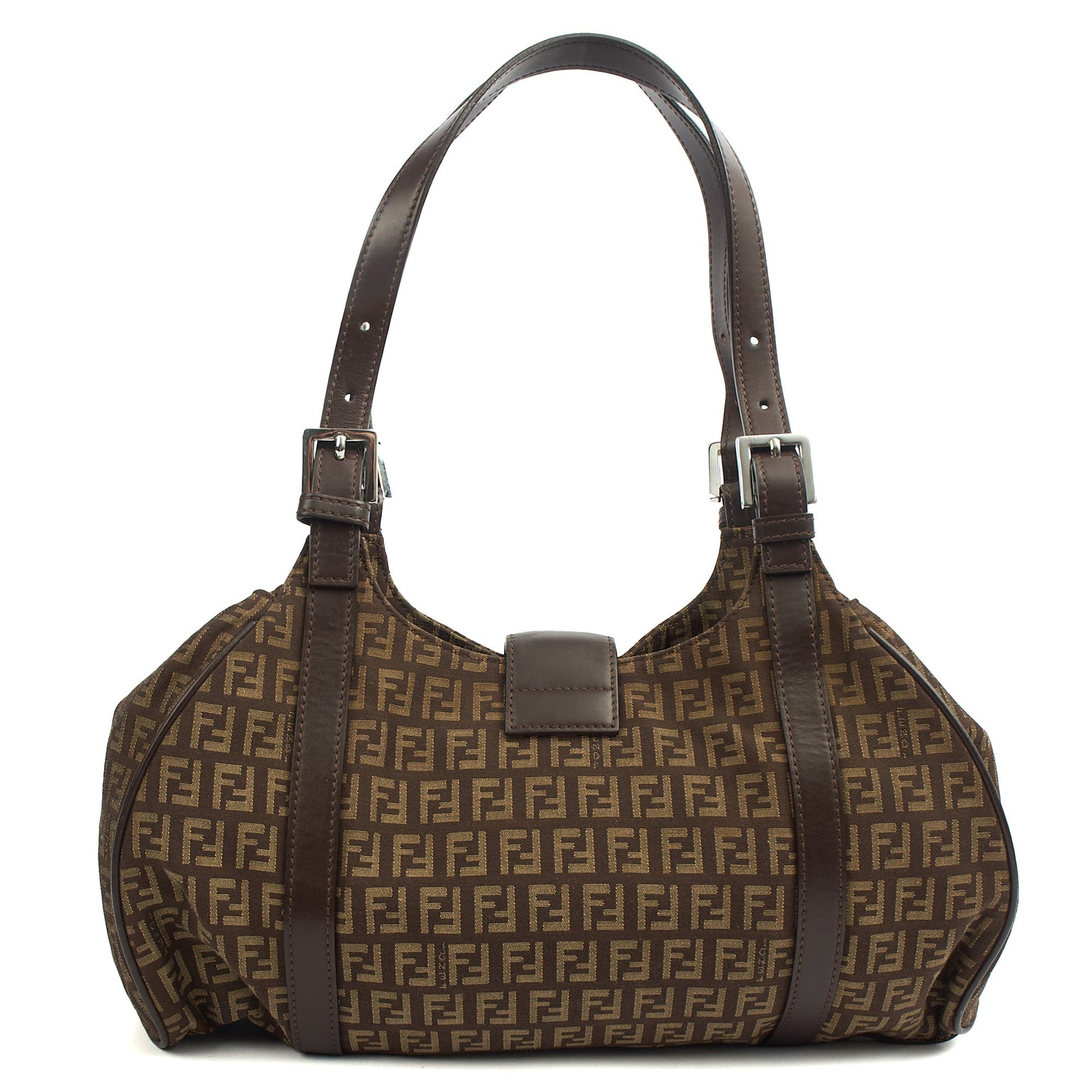 Fendi Tote Zucca Tote in Zucca FF, Canvas — Back View