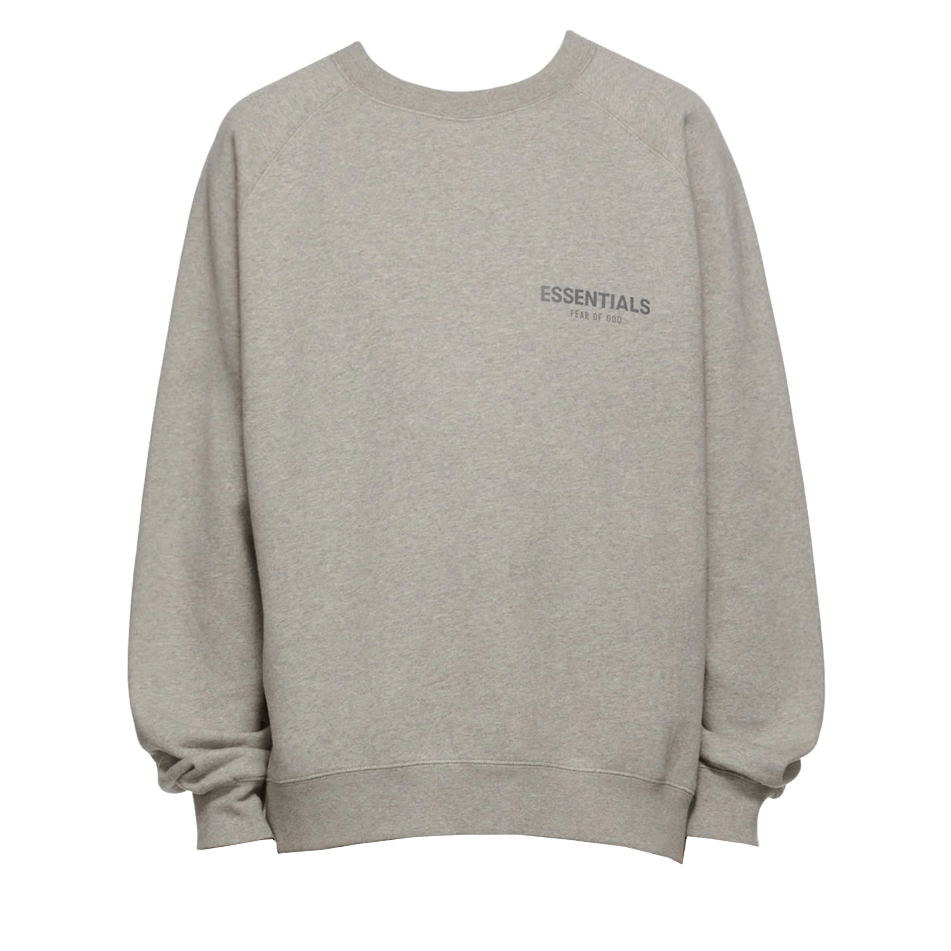 Fear of God Essentials Core Collection Pullover Crewneck Dark Heather Oatmeal — XXS — Front View