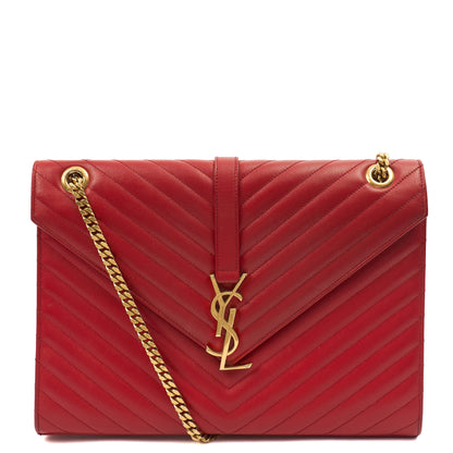 Saint Laurent Shoulder Bag Envelope - Large in Red, Leather — Front View