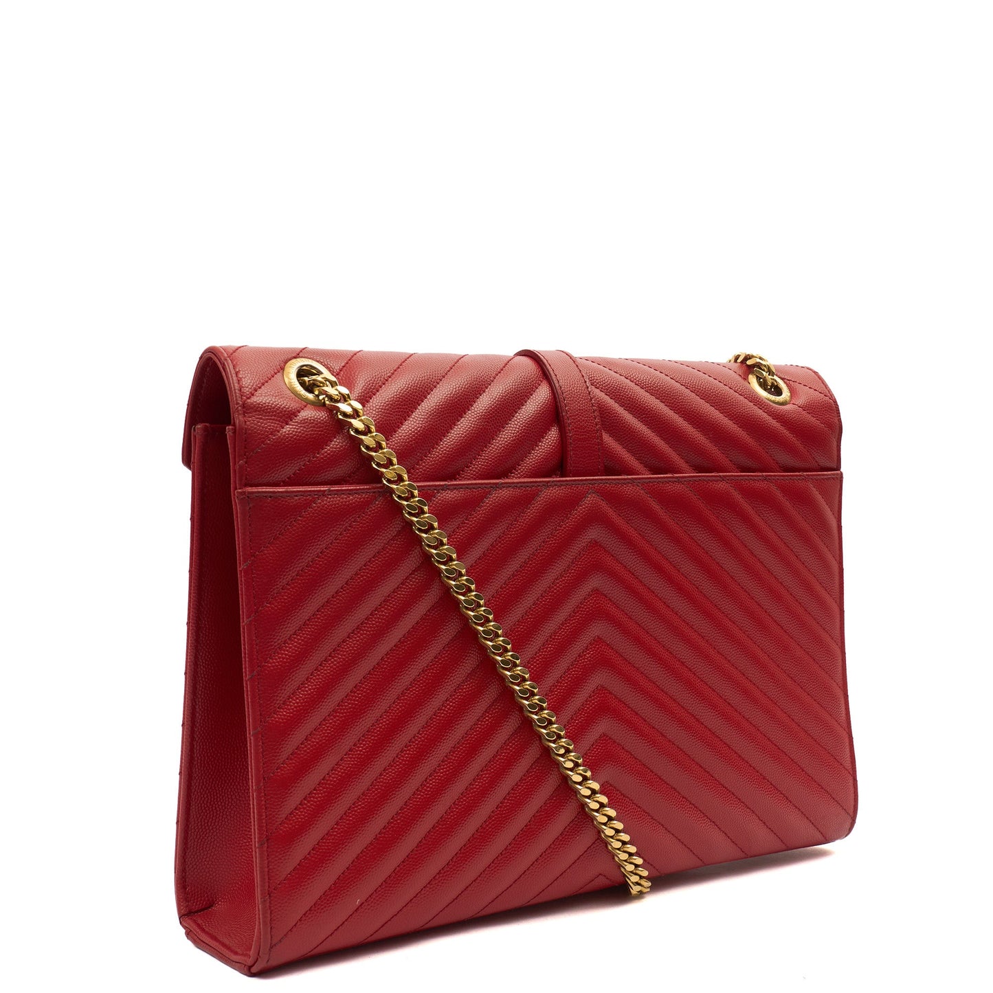 Saint Laurent Shoulder Bag Envelope - Large in Red, Leather — Back View
