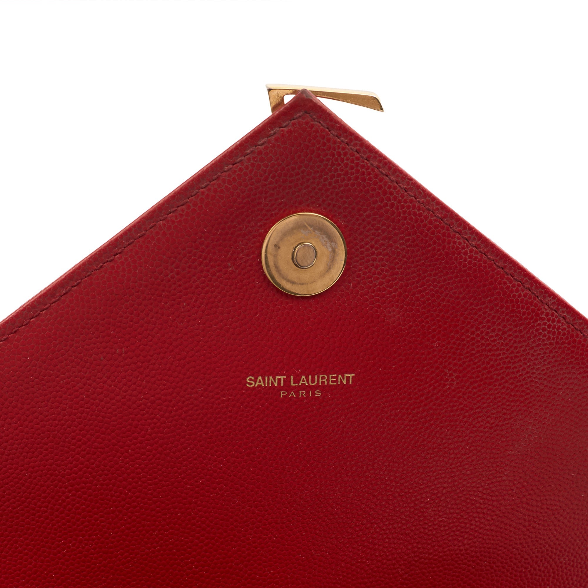 Saint Laurent Shoulder Bag Envelope - Large in Red, Leather — Lifestyle View