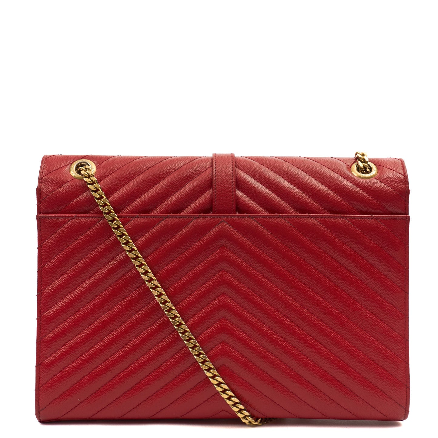 Saint Laurent Shoulder Bag Envelope - Large in Red, Leather — Top View