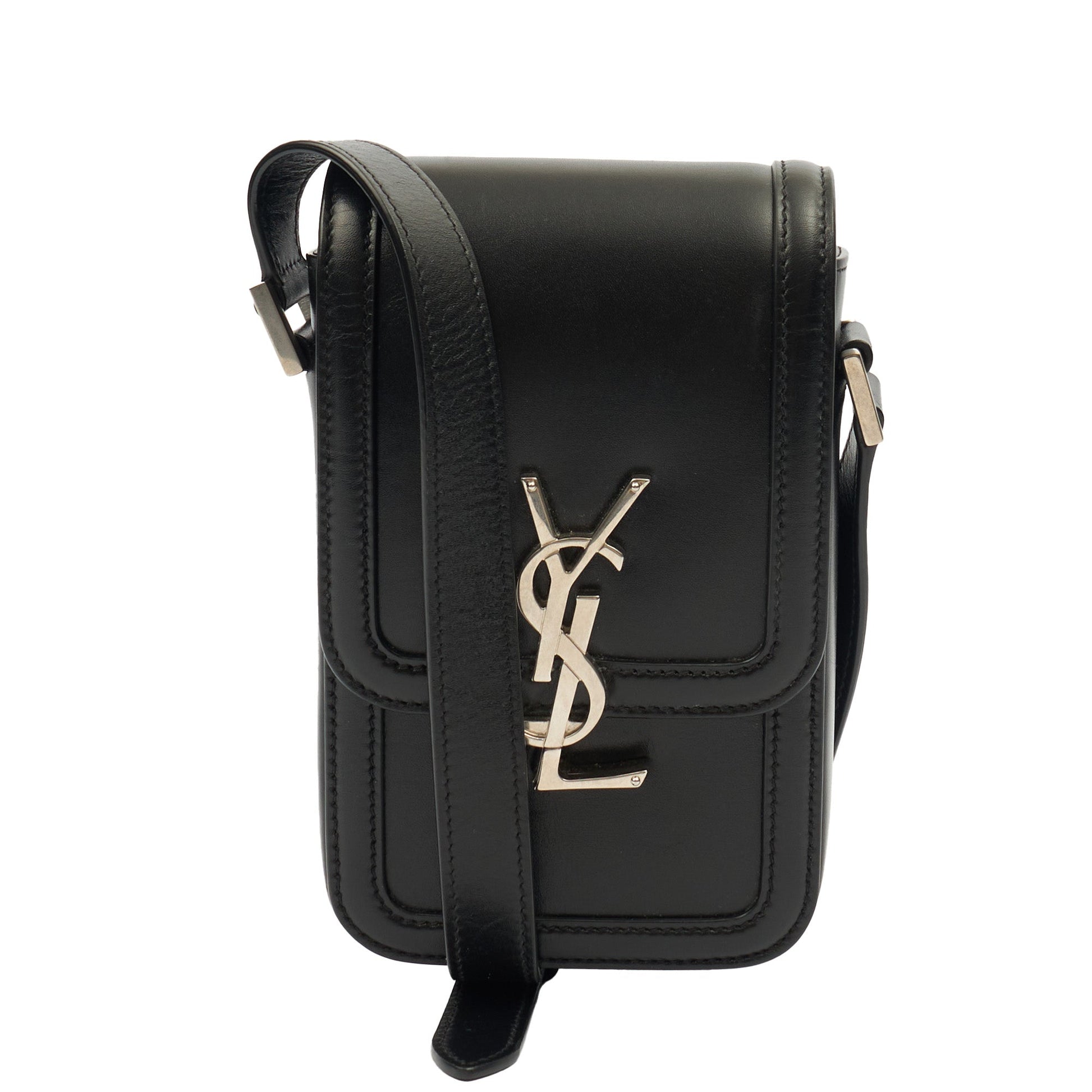 Saint Laurent Cross Body Victoire Crossbody in Black, Leather — Front View