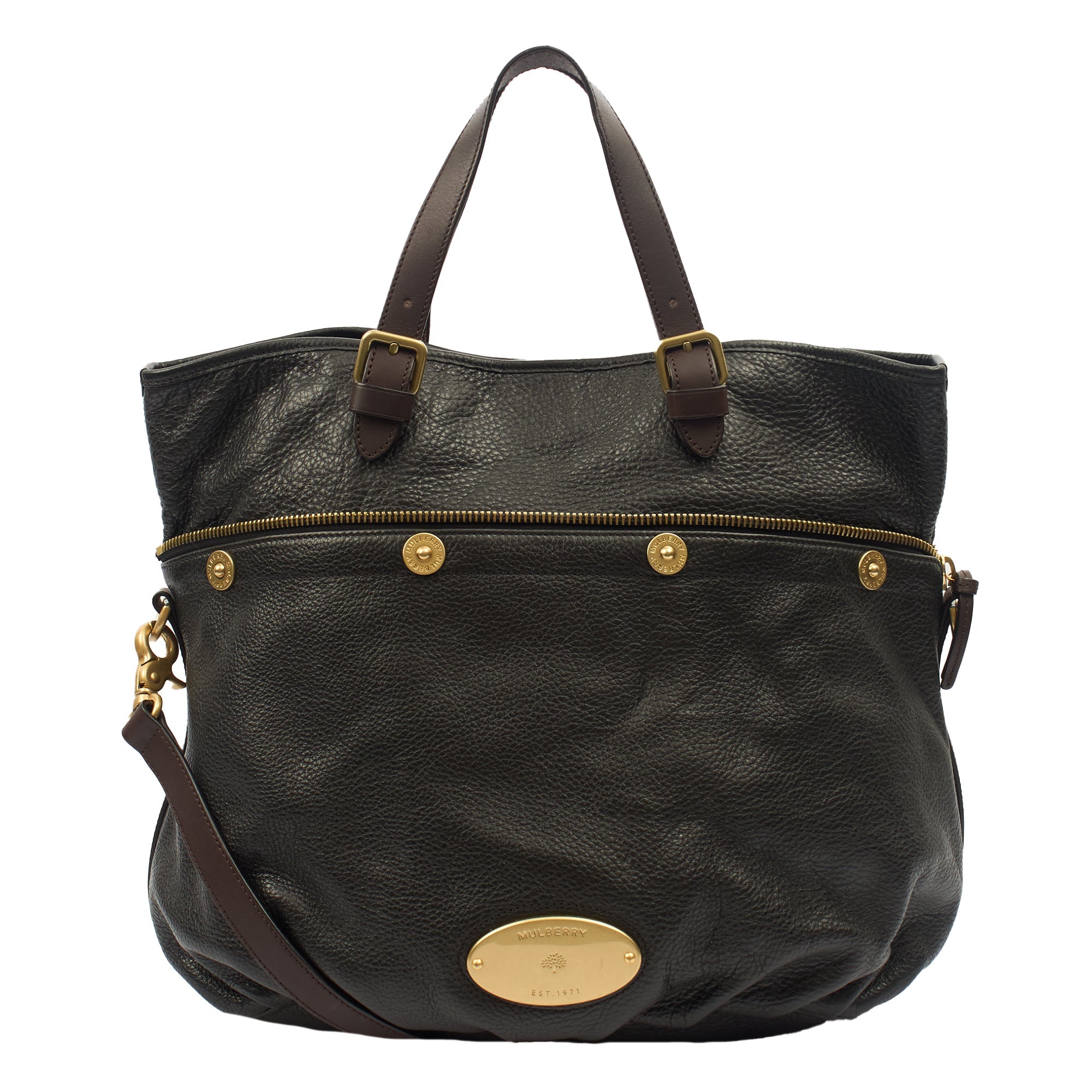 Mulberry Shoulder Bag Mitzy Tote in Black, Leather — Front View