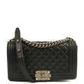 Chanel Shoulder Bag Boy - Medium in Black, Calfskin Leather — Front View