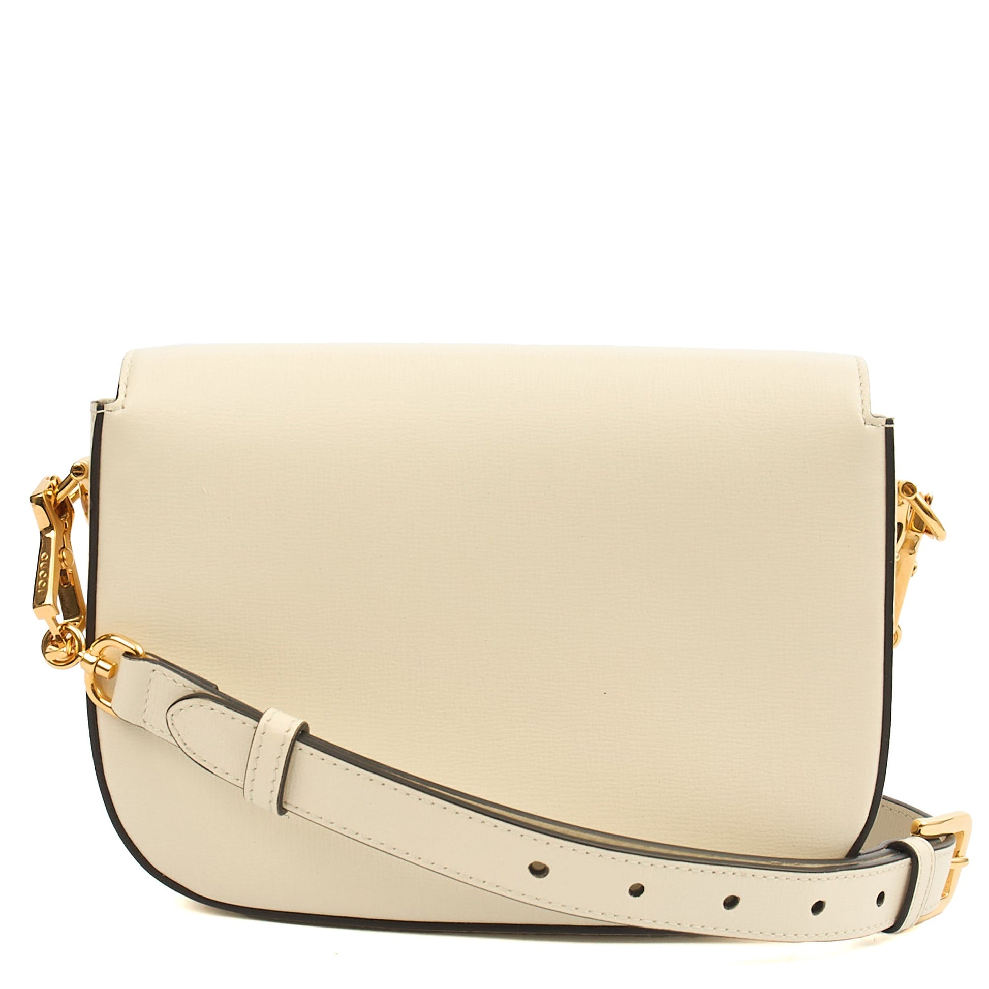 Gucci Shoulder Bag 1955 Horsebit Shoulder Bag in White, Leather — Back View