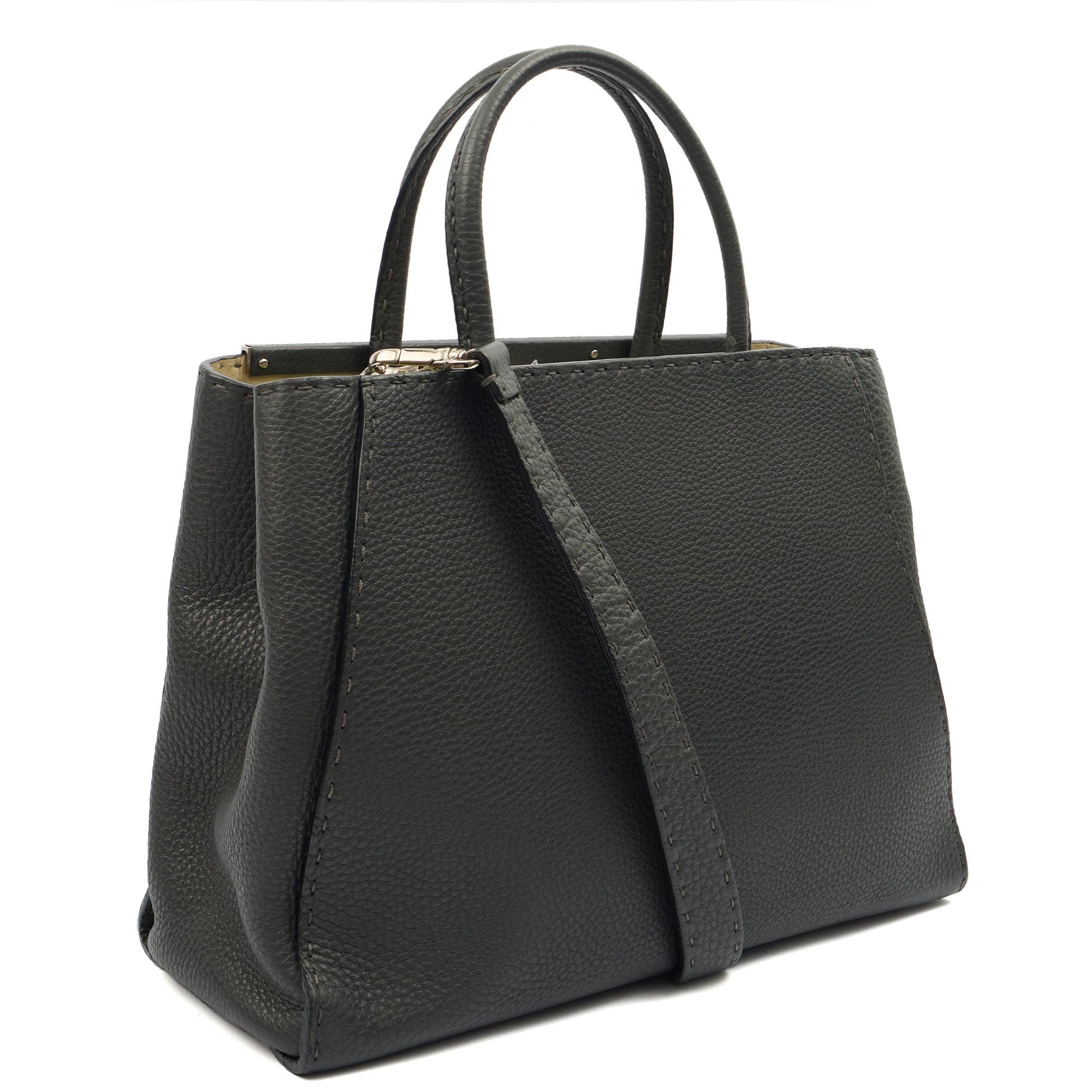 Fendi Tote Selleria Peekaboo in Grey, Leather — Alternate View 8