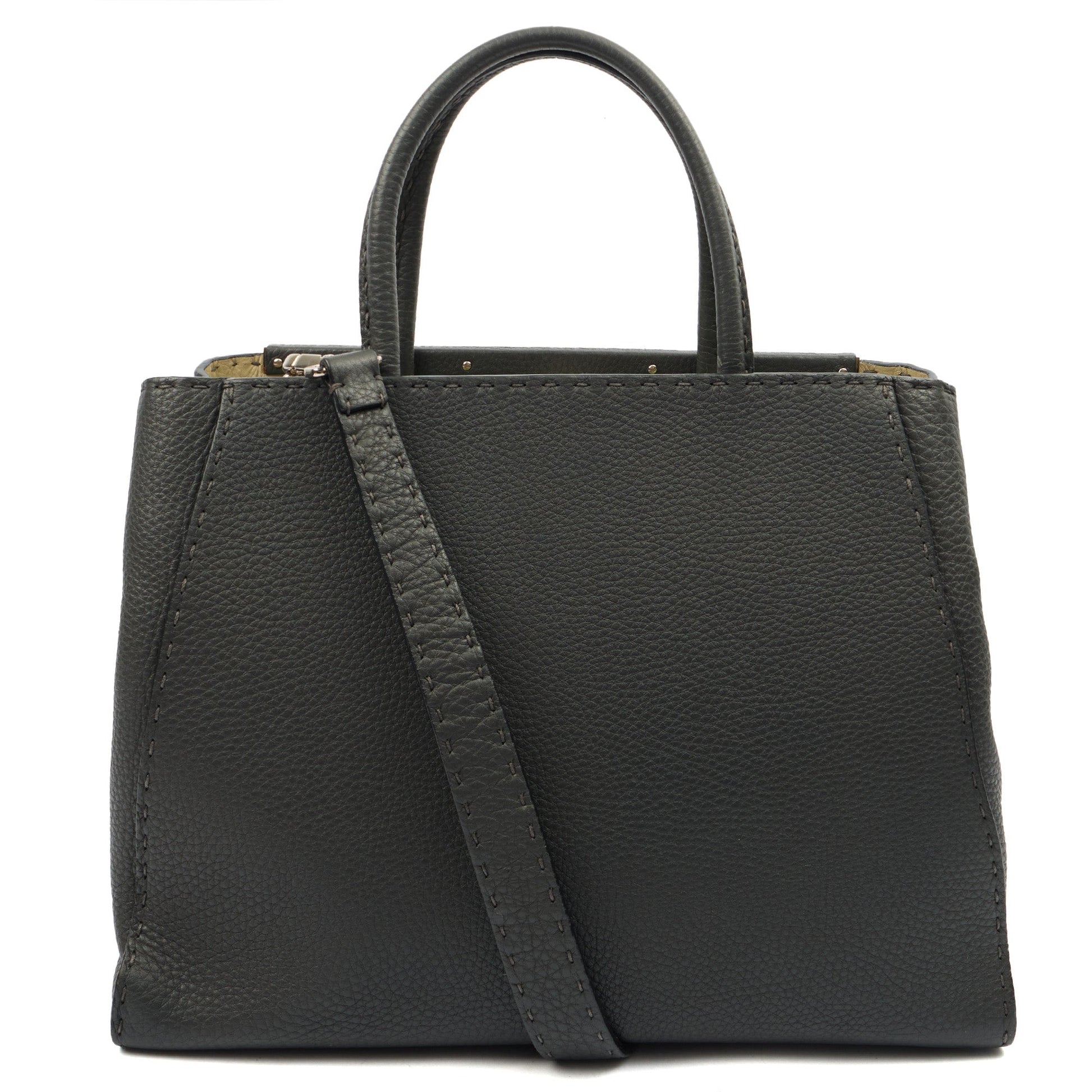 Fendi Tote Selleria Peekaboo in Grey, Leather — Back View