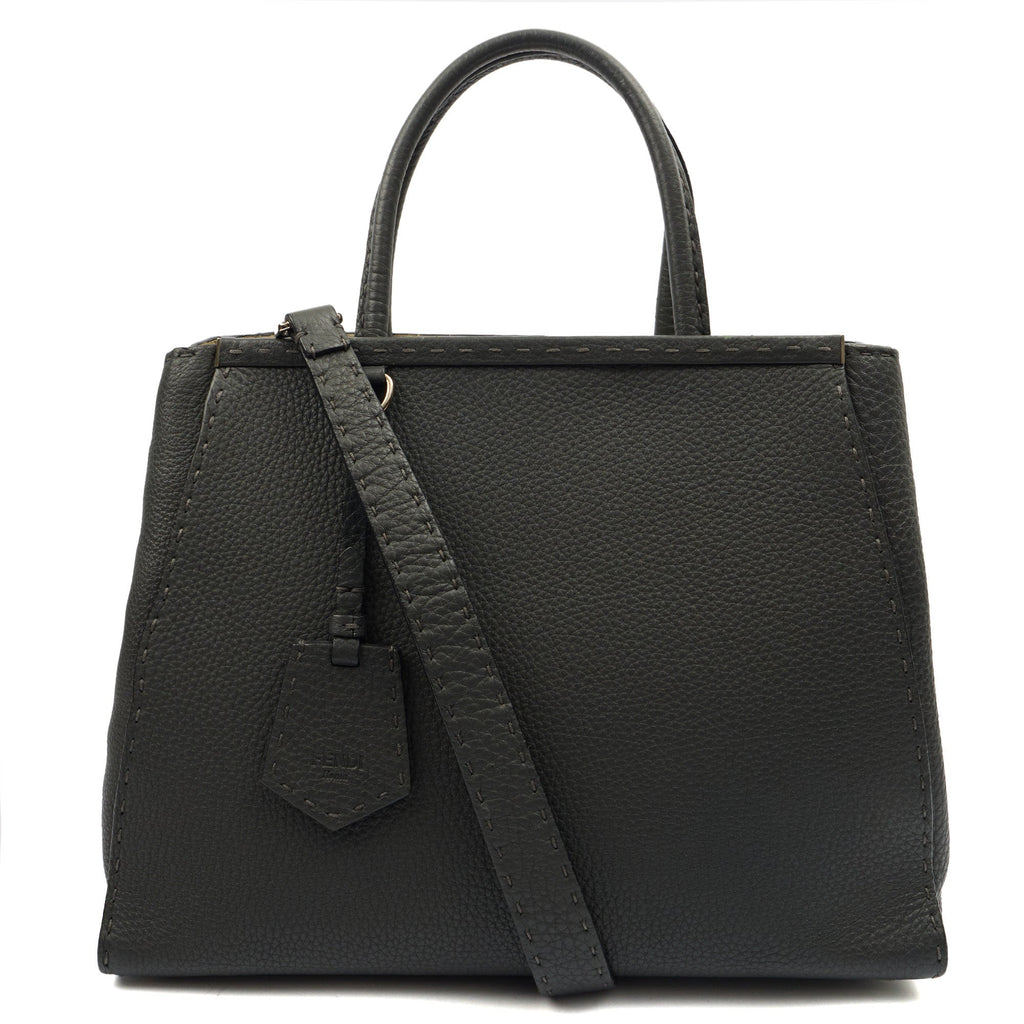 Fendi Tote Selleria Peekaboo in Grey, Leather — Front View