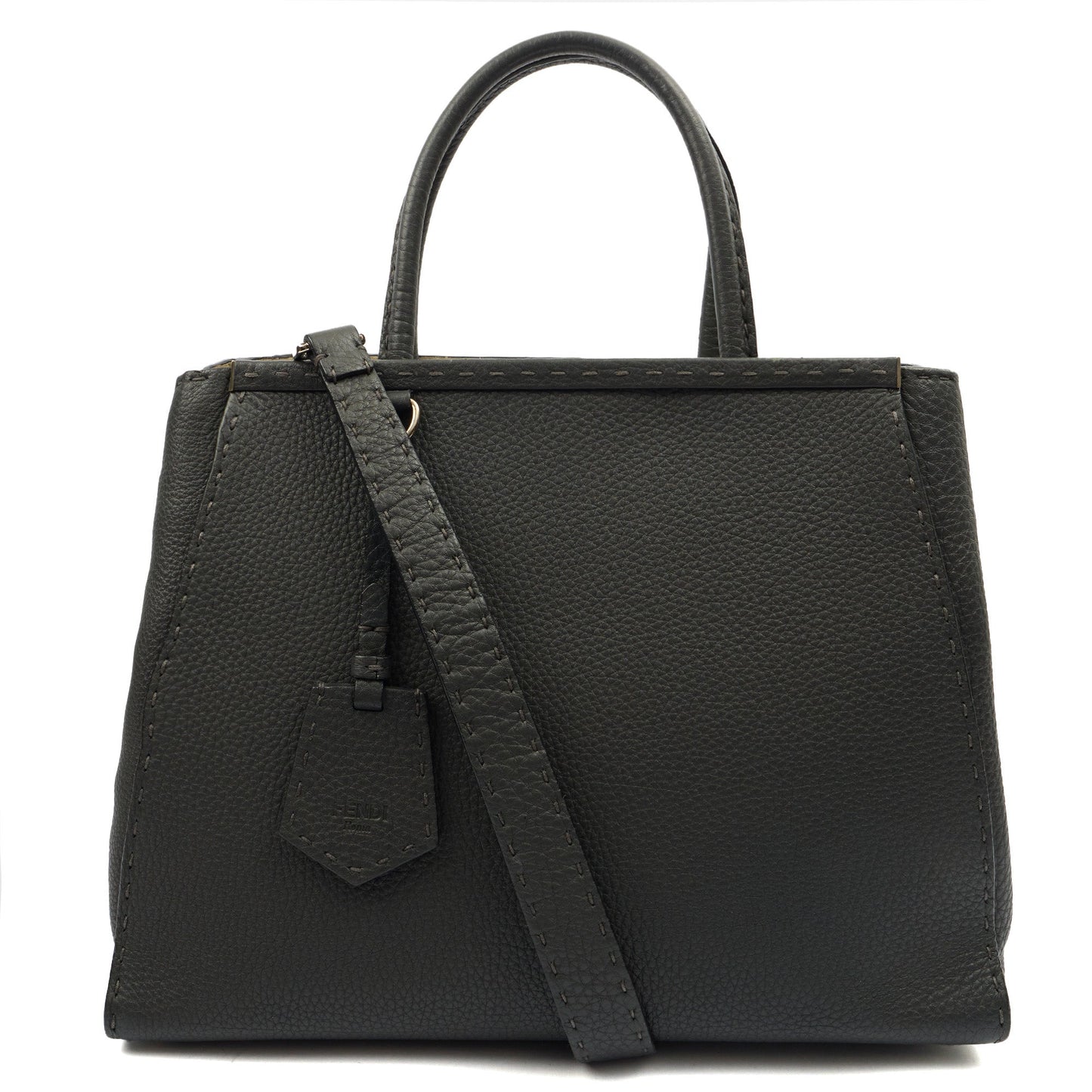 Fendi Tote Selleria Peekaboo in Grey, Leather — Front View