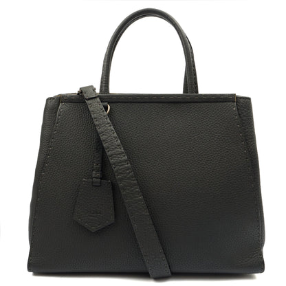 Fendi Tote Selleria Peekaboo in Grey, Leather — Front View