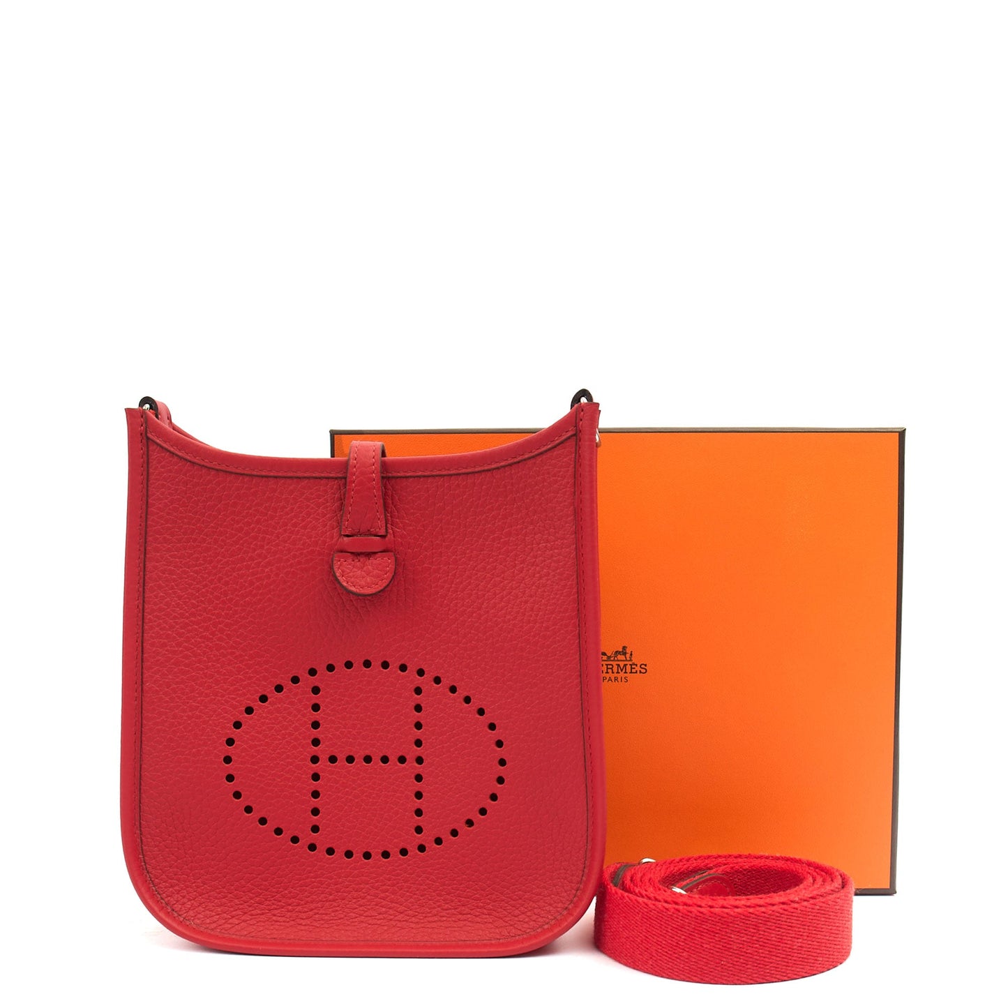 Hermes Cross Body Evelyne 16 in Rouge Radieux, Clemence Leather — Lifestyle View