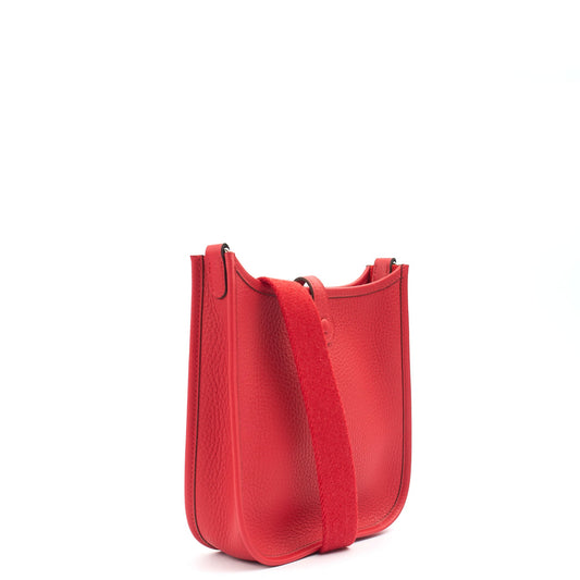 Hermes Cross Body Evelyne 16 in Rouge Radieux, Clemence Leather — Side View