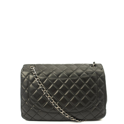 Chanel Shoulder Bag Classic Single Flap - Maxi in Black, Lambskin Leather — Back View