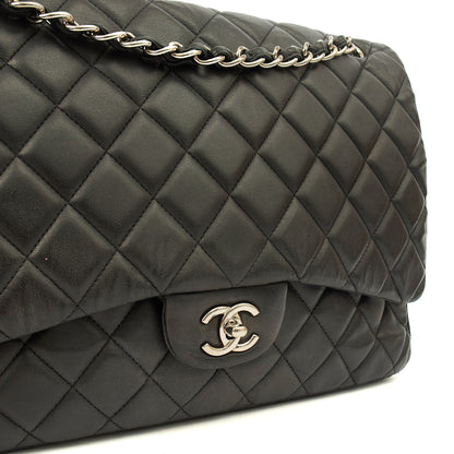 Chanel Shoulder Bag Classic Single Flap - Maxi in Black, Lambskin Leather — Lifestyle View