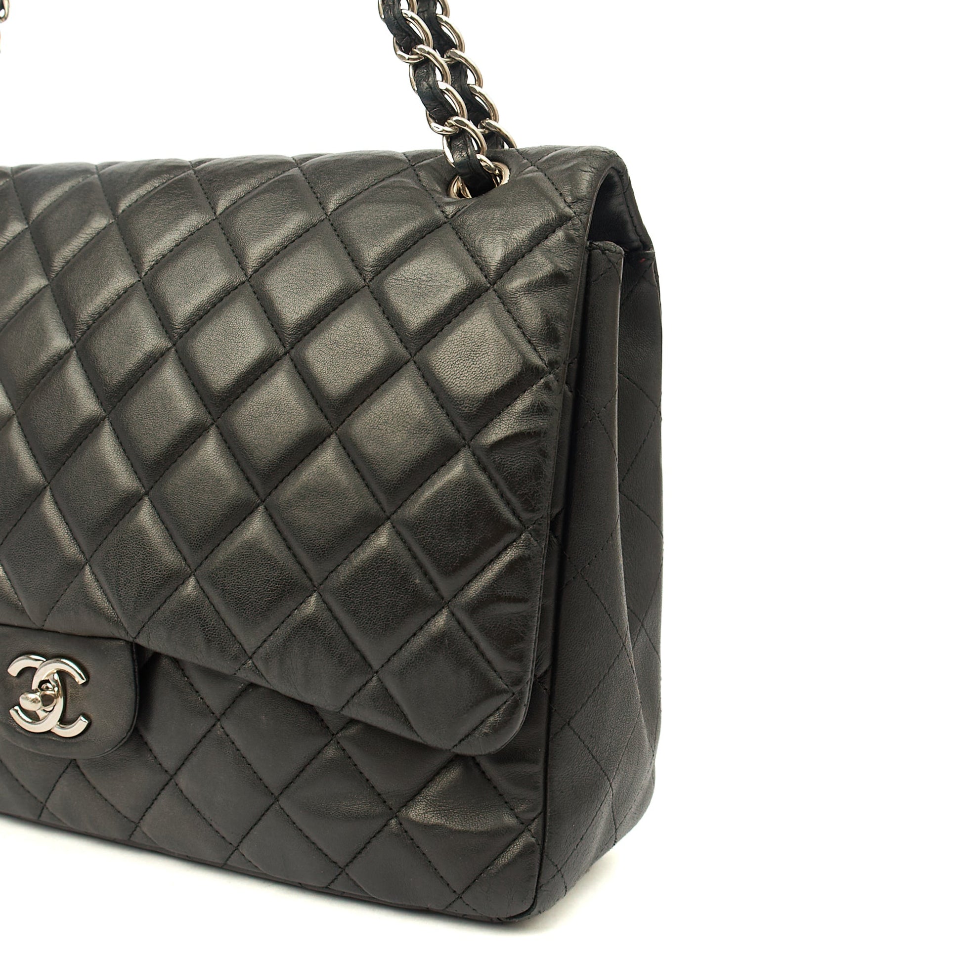 Chanel Shoulder Bag Classic Single Flap - Maxi in Black, Lambskin Leather — Alternate View 9