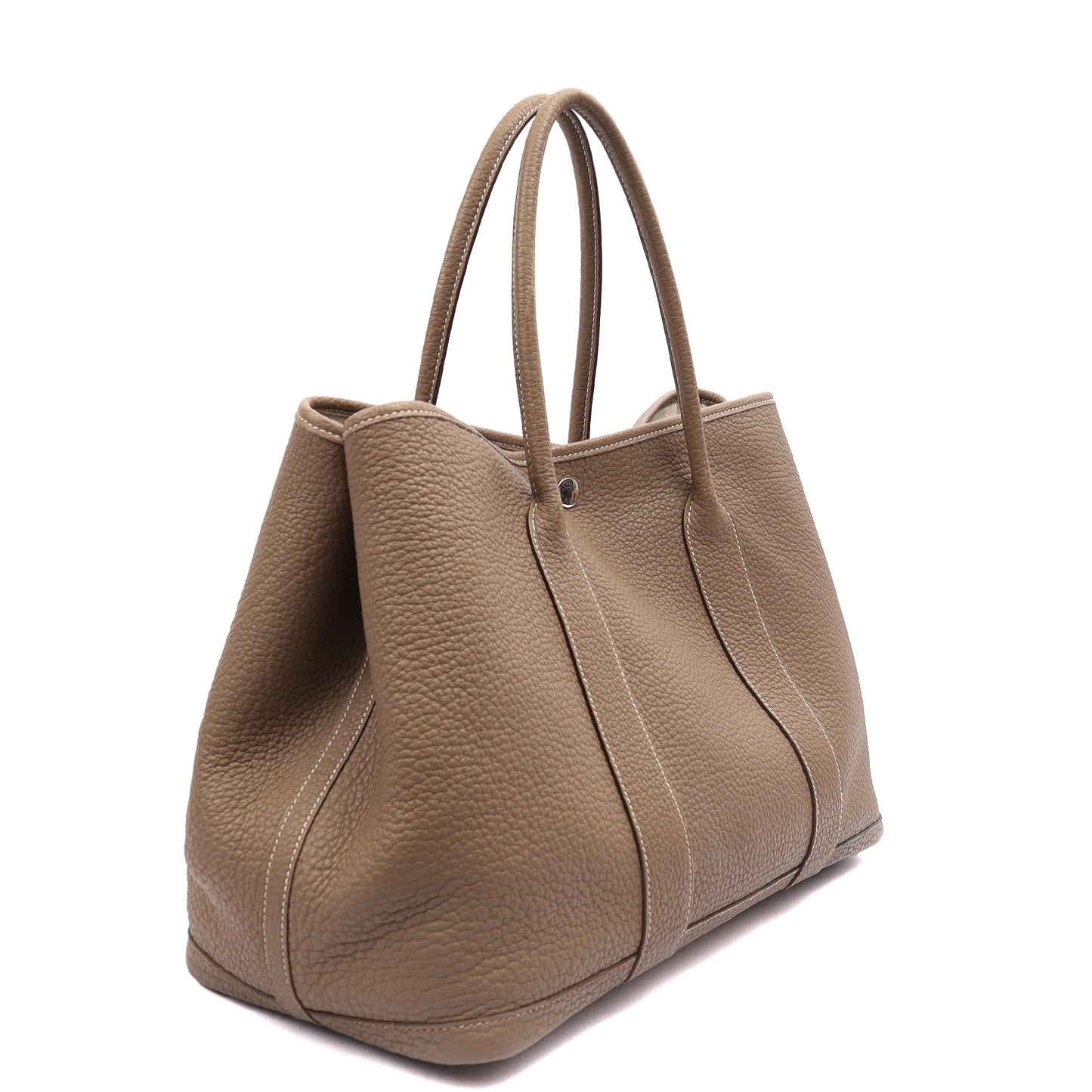 Hermes Garden Party 36 in Etoupe, Negonda Leather — Side View