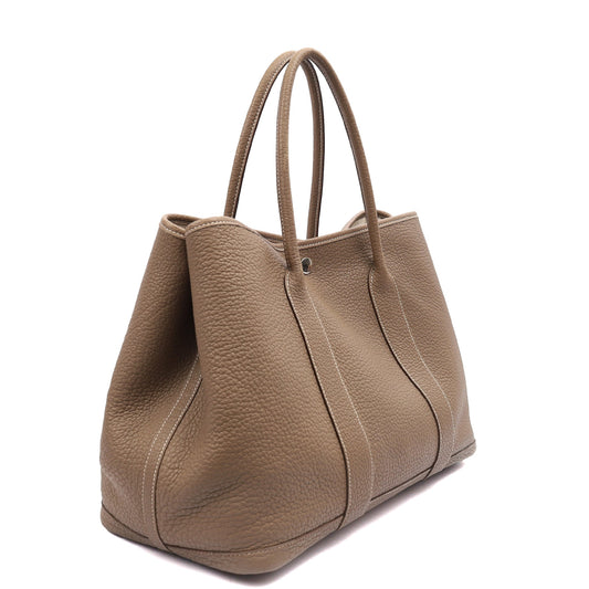 Hermes Garden Party 36 in Etoupe, Negonda Leather — Side View