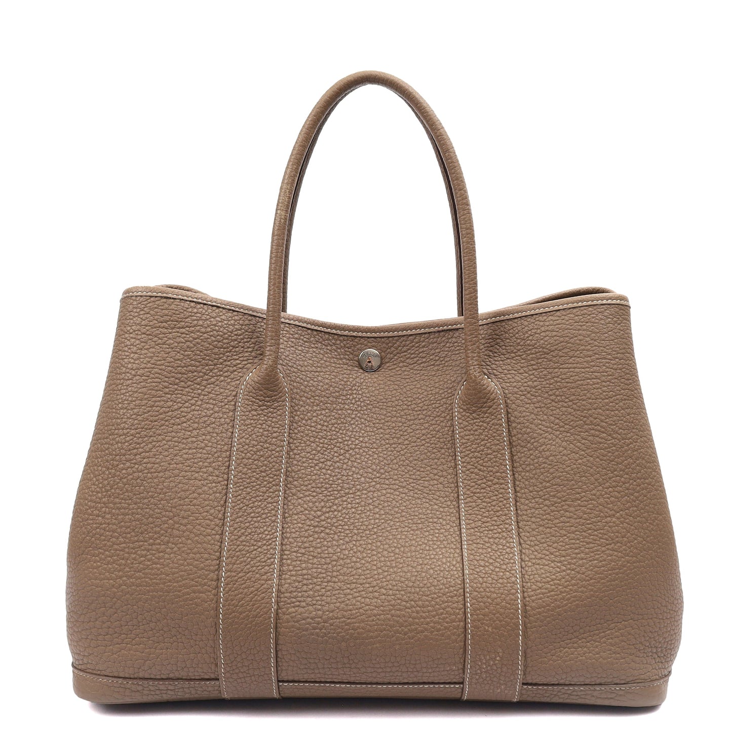 Hermes Garden Party 36 in Etoupe, Negonda Leather — Back View