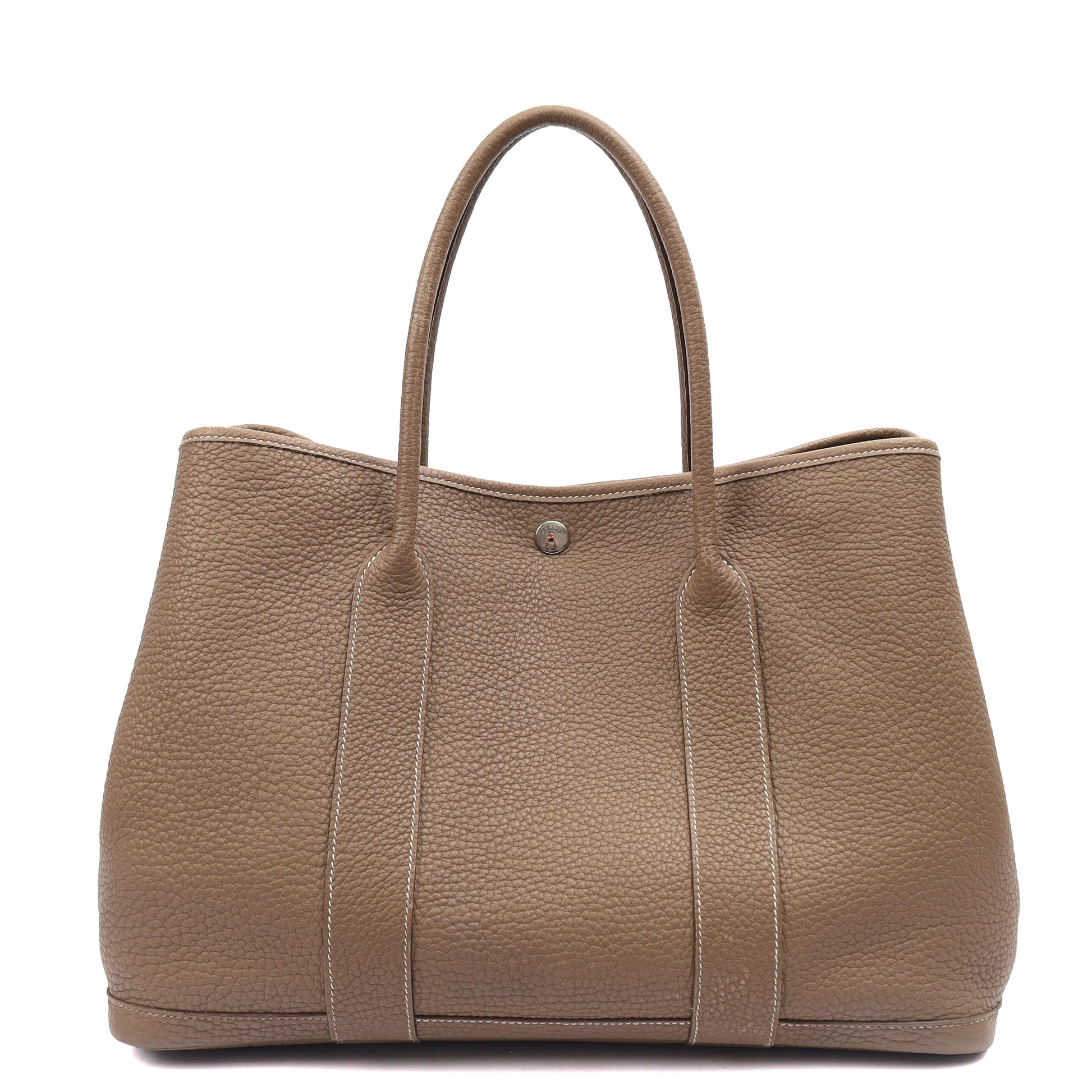 Hermes Garden Party 36 in Etoupe, Negonda Leather — Back View