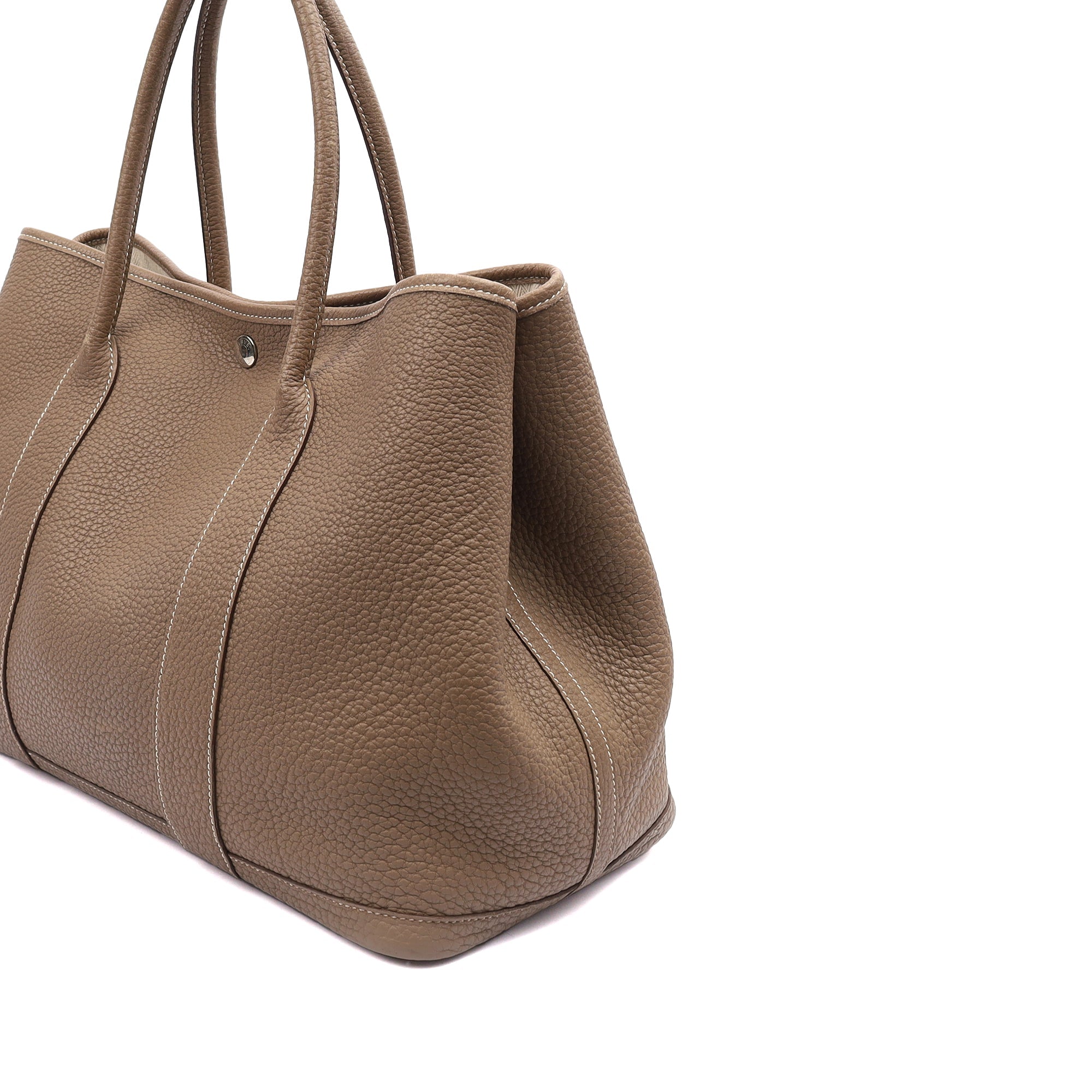 Hermes Garden Party 36 in Etoupe, Negonda Leather — Detail View
