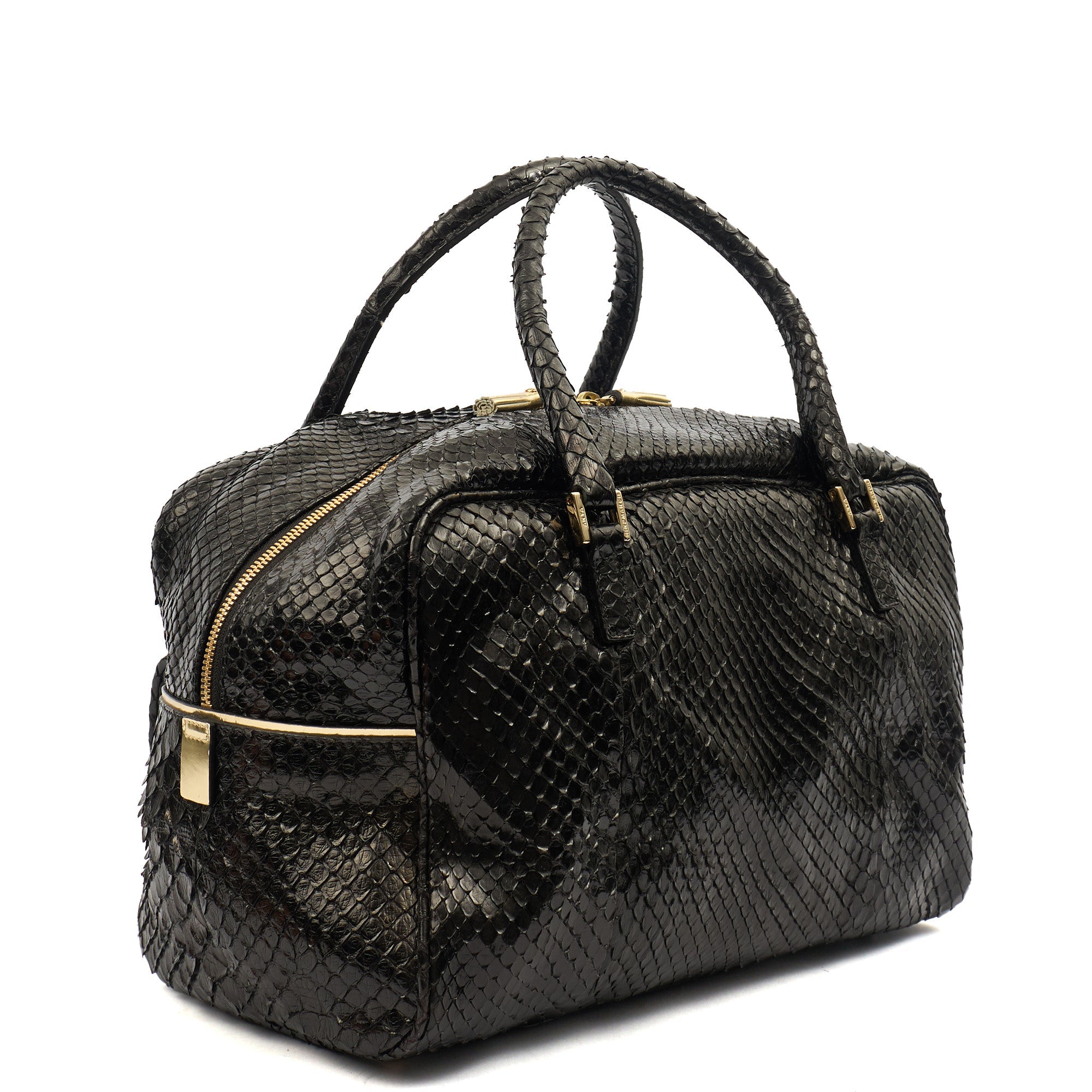 Anya Hindmarch Shoulder Bag Shoulder Bag in Black, Exotic Effect Leather — Back View