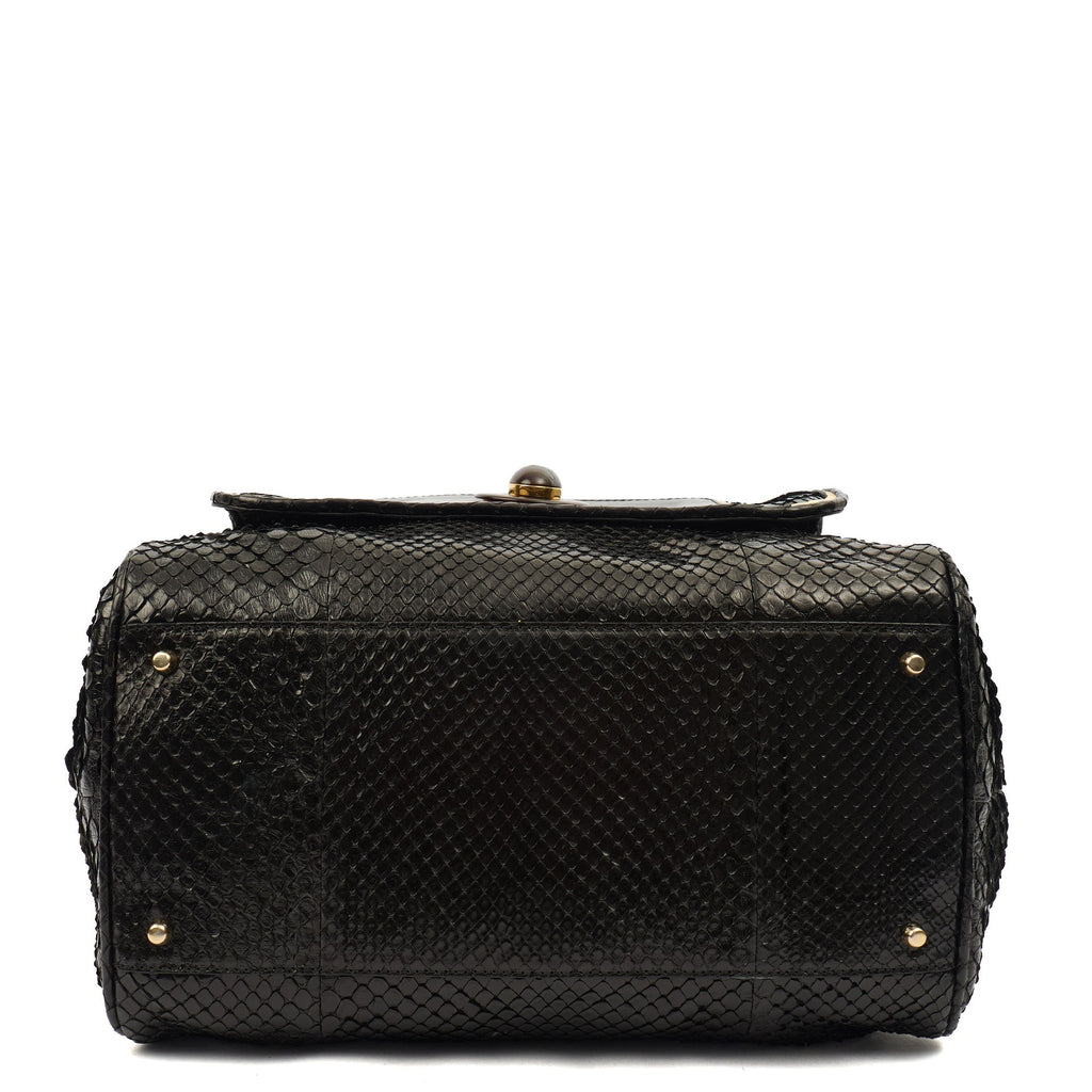 Anya Hindmarch Shoulder Bag Shoulder Bag in Black, Exotic Effect Leather — Detail View