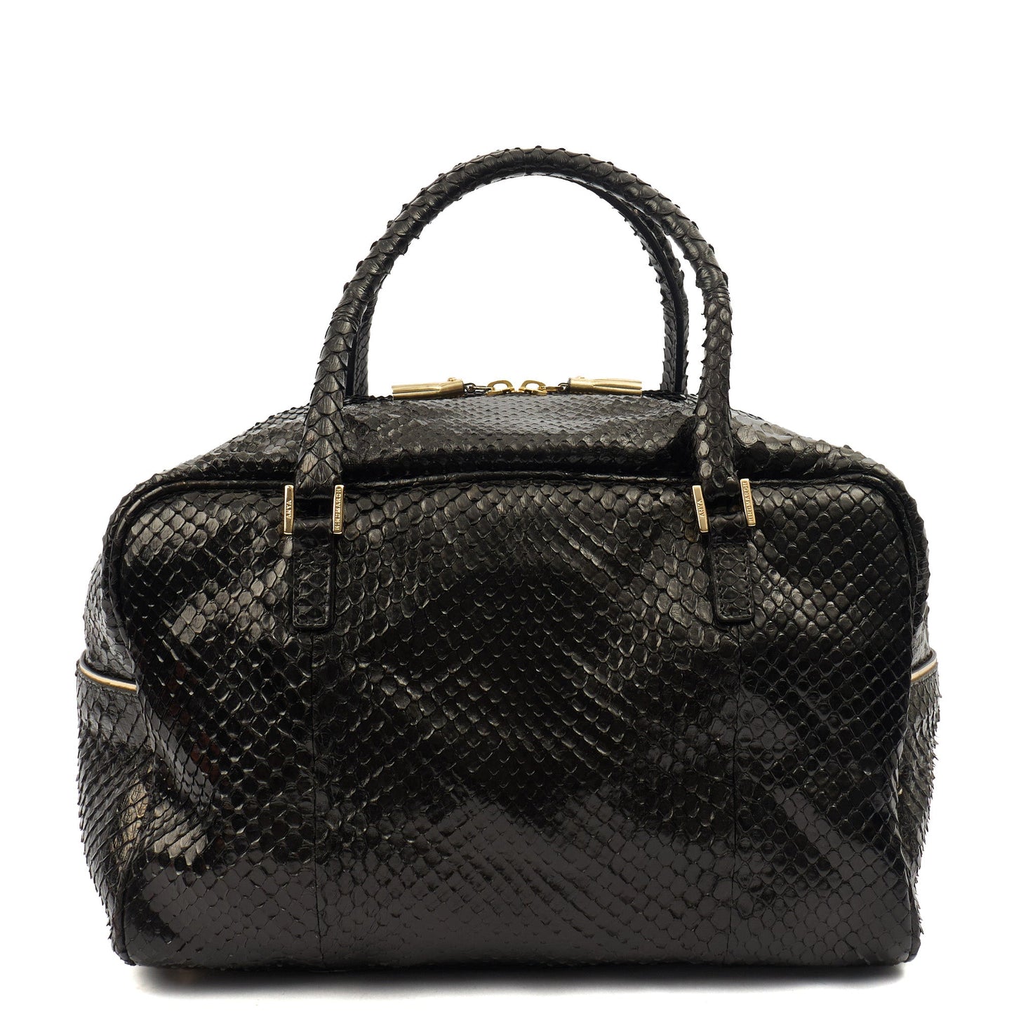 Anya Hindmarch Shoulder Bag Shoulder Bag in Black, Exotic Effect Leather — Top View