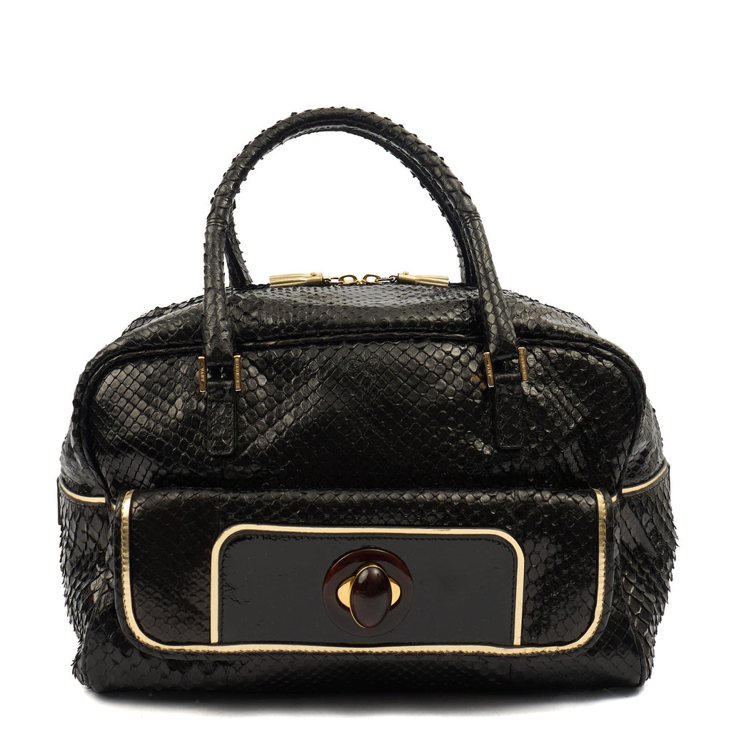 Anya Hindmarch Shoulder Bag Shoulder Bag in Black, Exotic Effect Leather — Front View