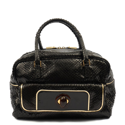Anya Hindmarch Shoulder Bag Shoulder Bag in Black, Exotic Effect Leather — Front View