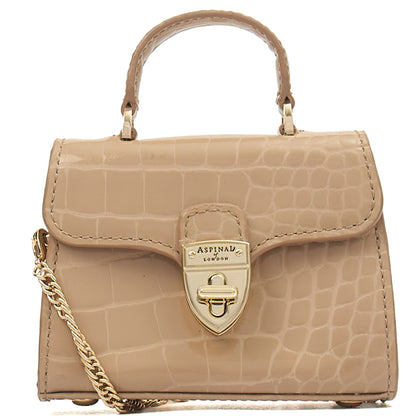 Aspinal of London Mini Bag Mayfair - Mini in Neutral, Exotic Effect Leather — Front View