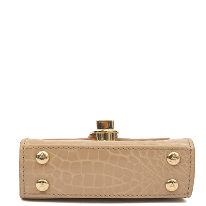 Aspinal of London Mini Bag Mayfair - Mini in Neutral, Exotic Effect Leather — Top View