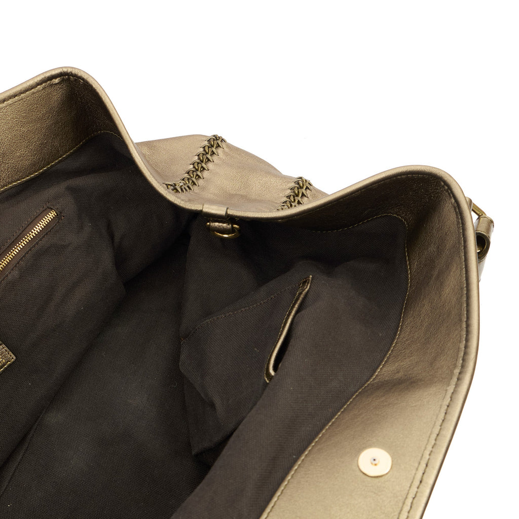 Burberry Tote Shoulder Bag in Metallic, Leather — Detail View
