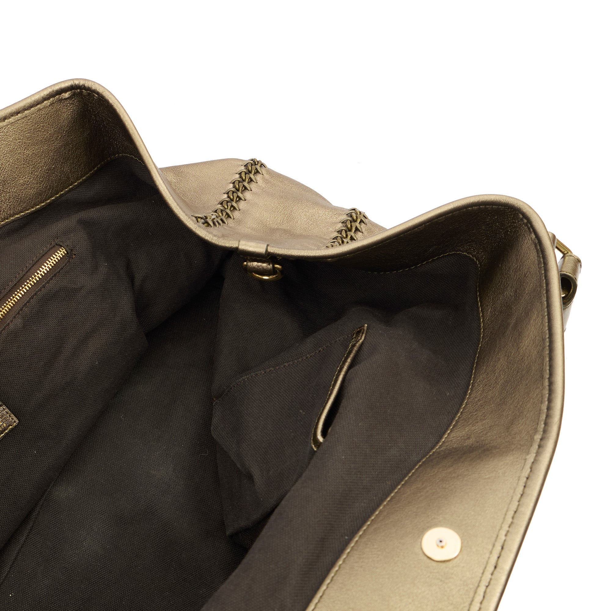 Burberry Tote Shoulder Bag in Metallic, Leather — Detail View