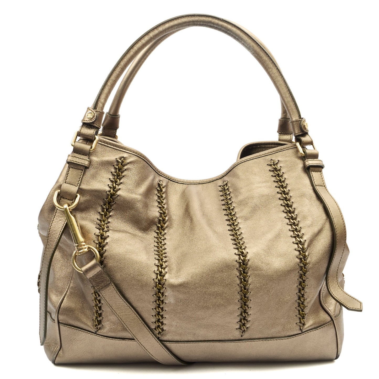 Burberry Tote Shoulder Bag in Metallic, Leather — Back View