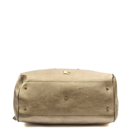 Burberry Tote Shoulder Bag in Metallic, Leather — Top View
