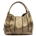 Burberry Tote Shoulder Bag in Metallic, Leather — Front View